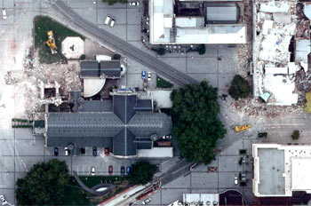 クライストチャーチ地震後の衛星写真